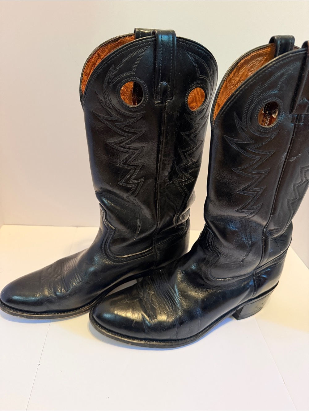 Vintage acme Men's Black Leather Western Cowboy Boots